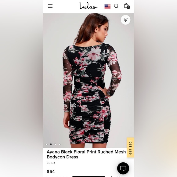 Floral Print Ruched Mesh Bodycon - Picture 2 of 8